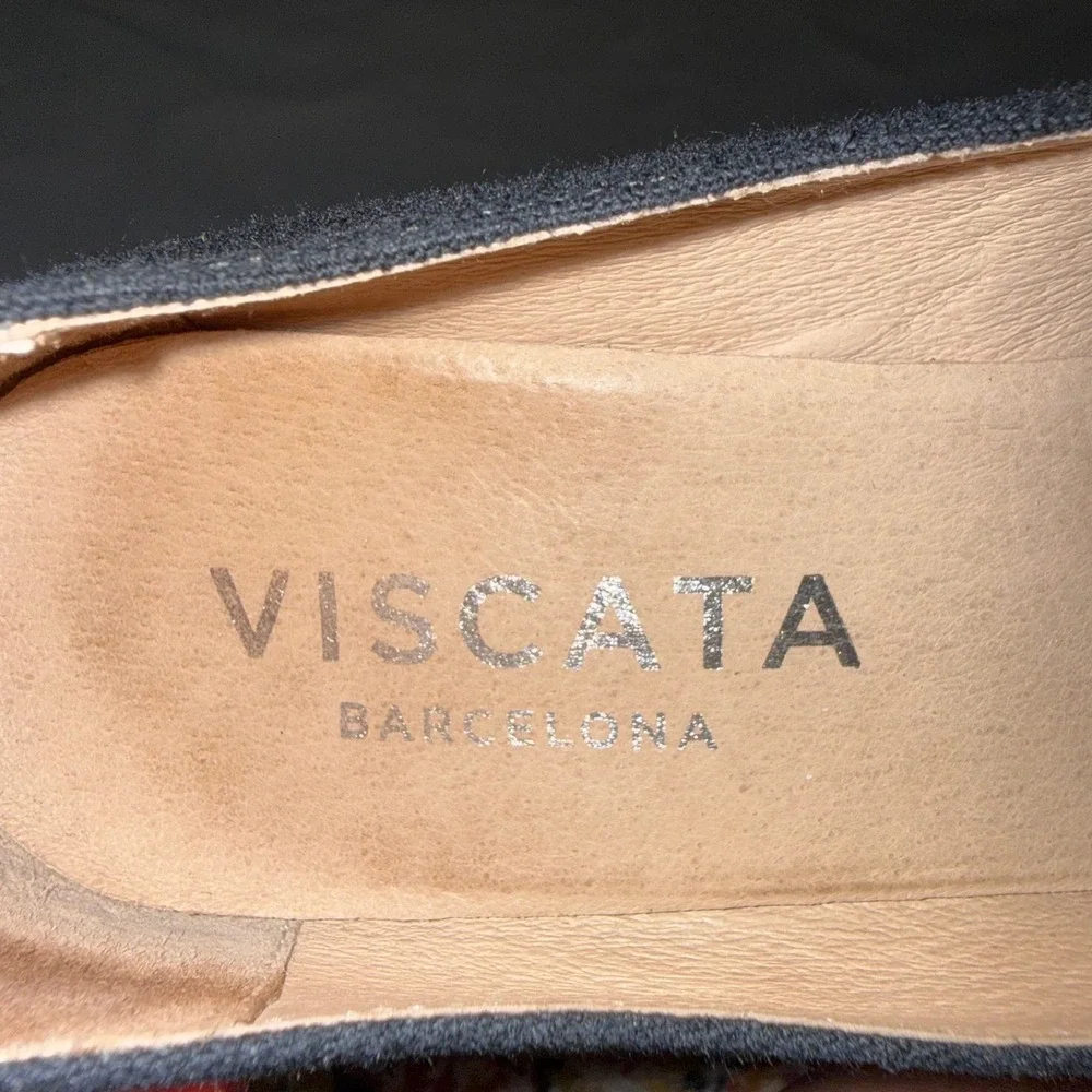 Viscata Barcelona Black Canvas Pointed Toe Wedge Espadrille Pumps Spain‎ Size 42